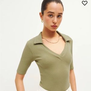 Reformation knight collared top in color olive oil